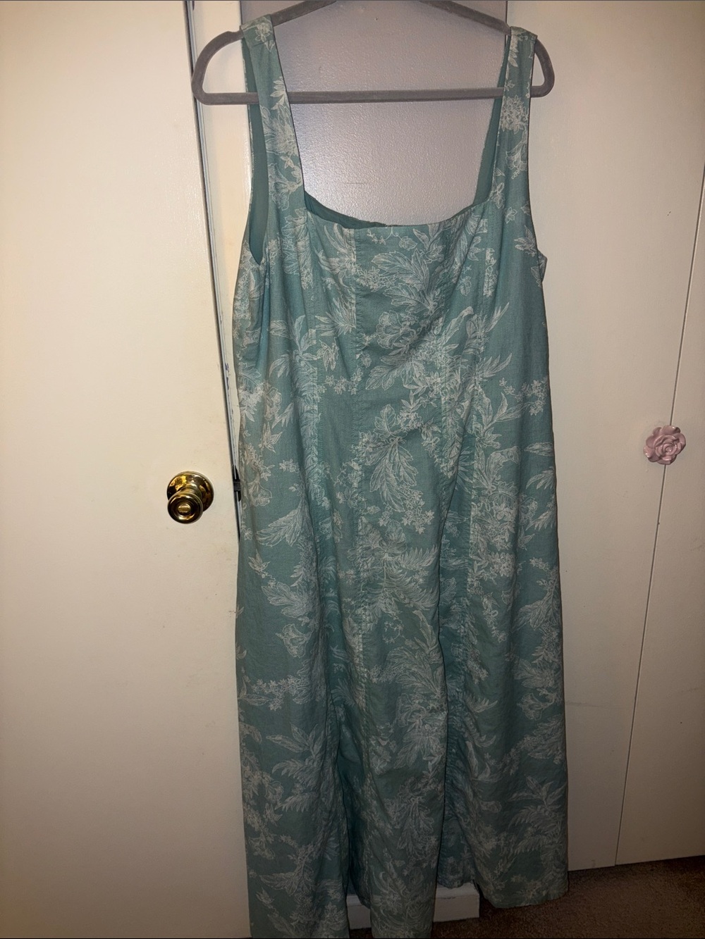 LOFT Teal Green Floral Midi Dress